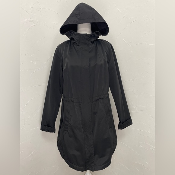 Eileen Fisher Black Organic Cotton Nylon Hooded Jacket - Picture 2 of 16